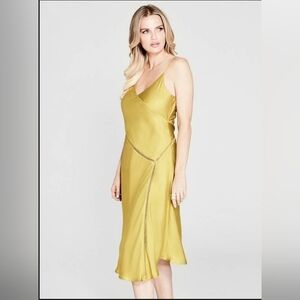 Marciano Satin Slip Dress in Chartreuse